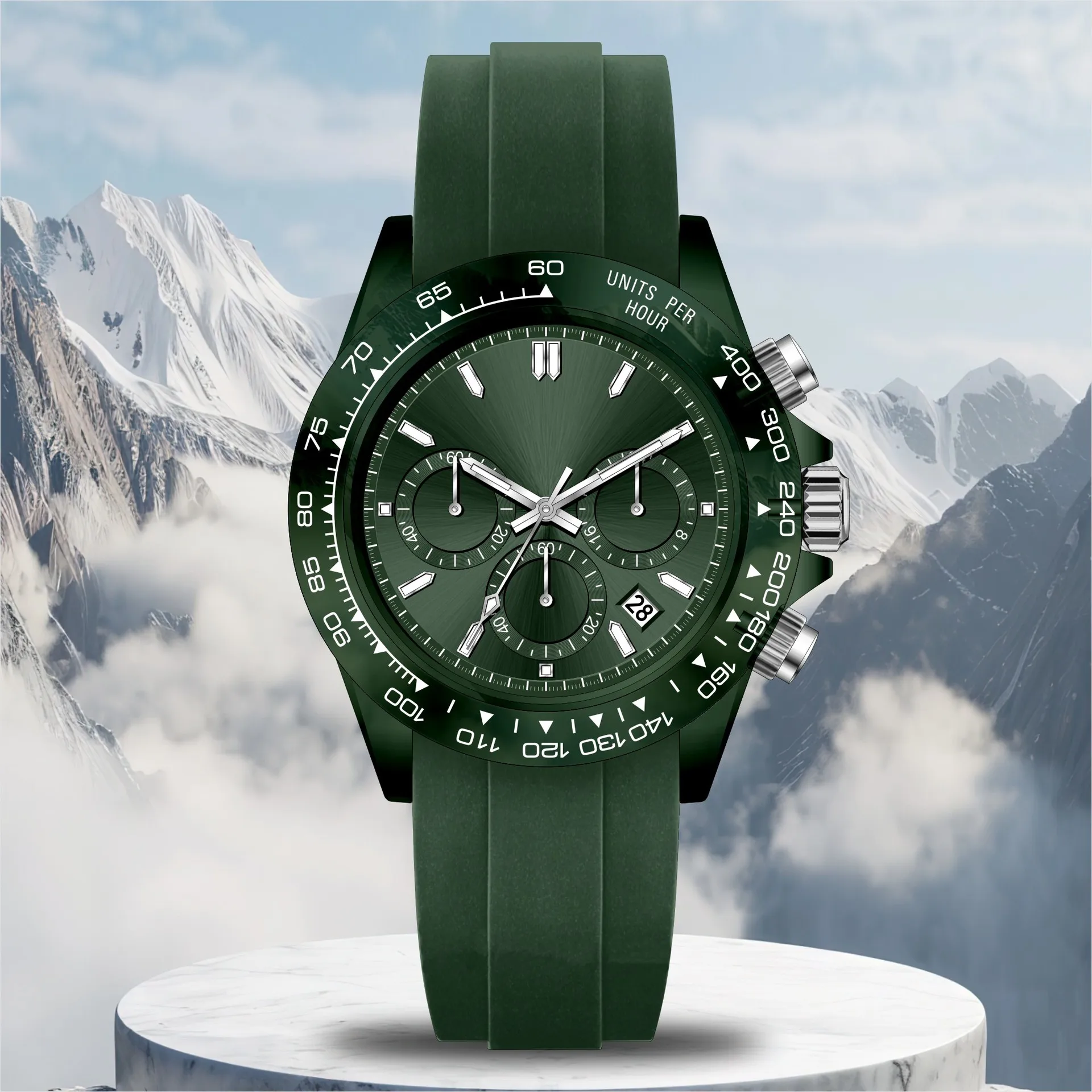 Multifunction Mens Quartz Watch Transparent Plastic Chronograph Waterproof Luminous Wristwatch