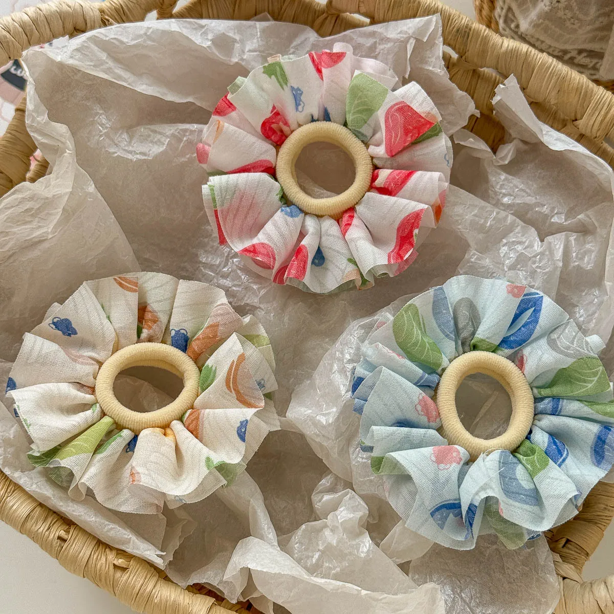 Korean Floral Fruit Elastic Hair Band Small Baby Girl Kids Hair Rope Tie Ponytail Holder Rubber Band Children's Hair Accessories