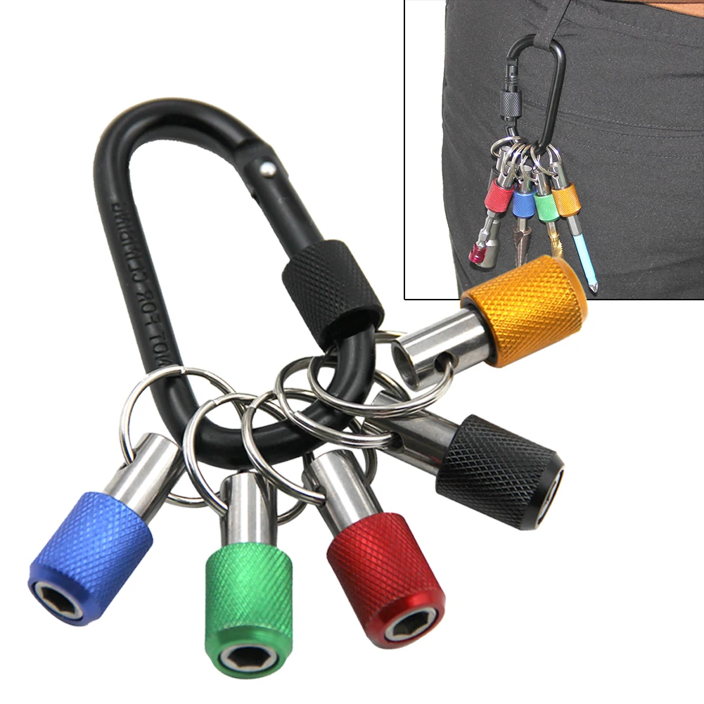 5x Car Key Chain Drill Bit Holder Hex Shank Screwdriver Keyring Extension Bar Quick Release Key Holder Key Ring Car Part