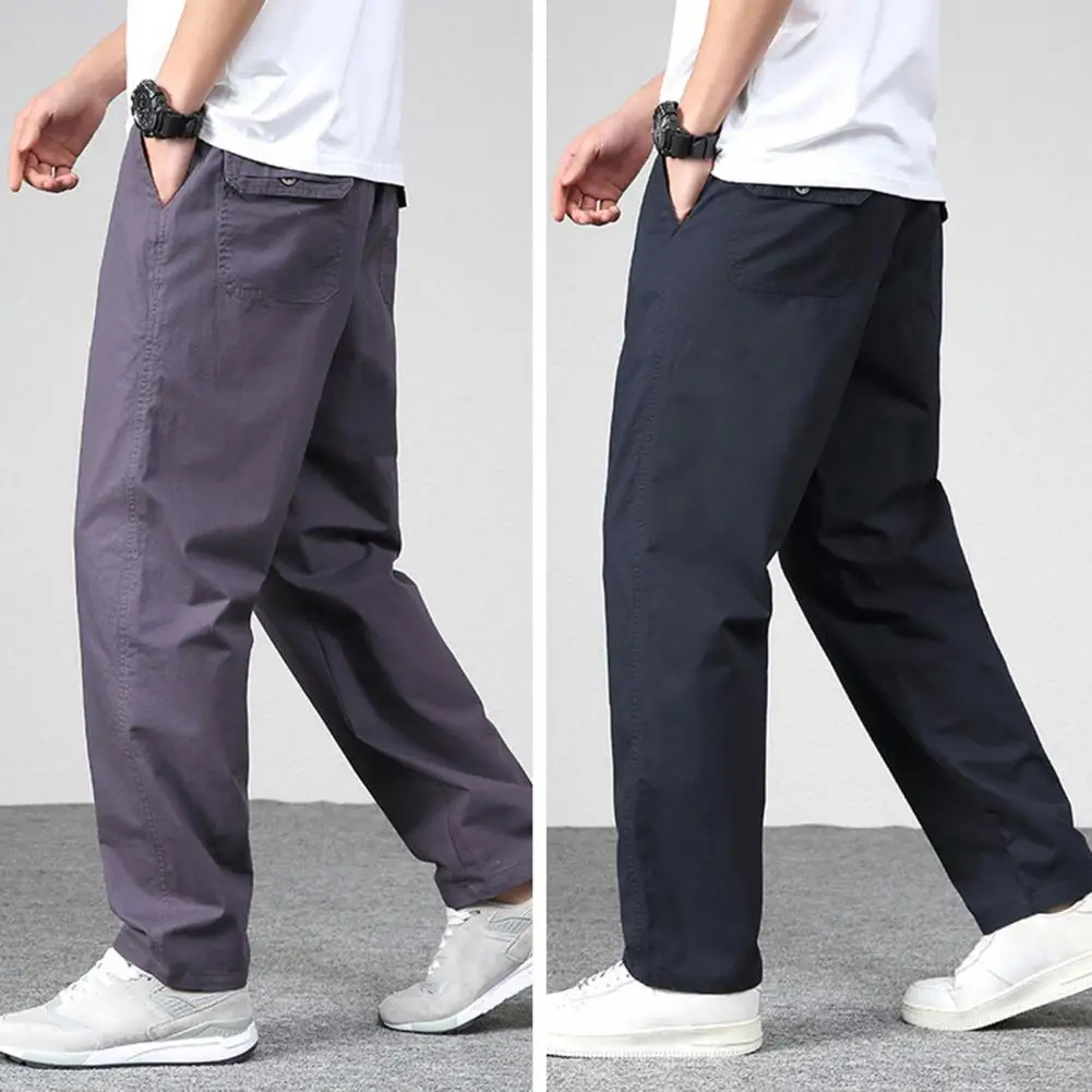 Pantalon Décontracté à Coupe Droite pour Homme, Vêtement avec Plusieurs Poches, Taille Moyenne, Tissu Respirant, Confortable, Fermeture Éclair, Été, Automne, 03