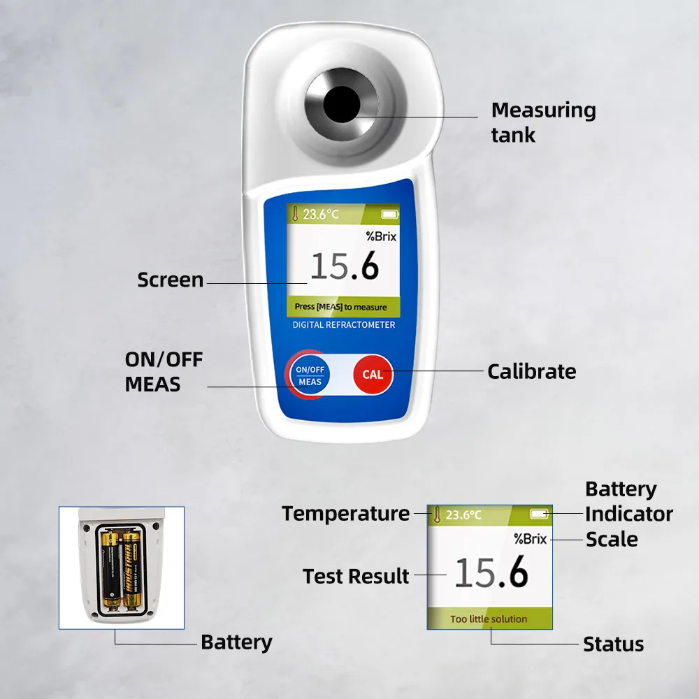 New Rango 0-35% Brix Tester Digital Brix Refractometer for Sugar Content Test Brix Meter for Sugary Drink Beverage Fruit Juice