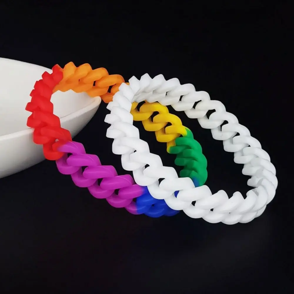 Wrist Strap Silicone Hollow Out Wristband Jewelry Waterproof Rainbow Wristband Luxury Charm Colorful Hollow Bracelet Kids Gift