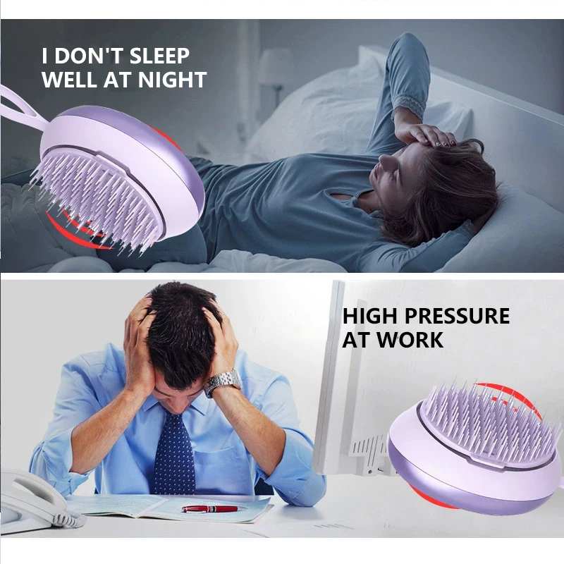 مدلك فروة الرأس الكهربائي لتمشيط خطوط الطول تخفيف الصداع الاهتزاز تدليك الأيونات السالبة العناية بالشعر مدلك