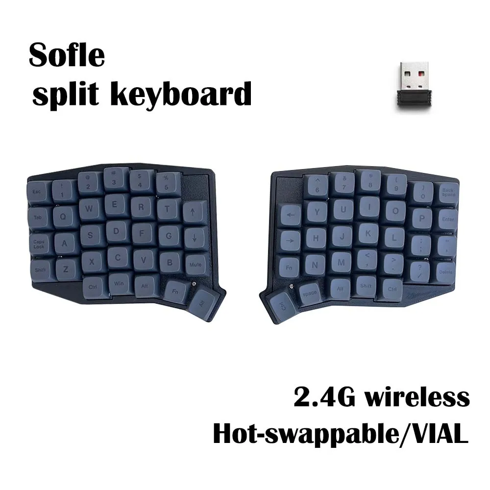 

Механическая клавиатура MX Sofle Split Ergonomics с возможностью горячей замены, 2,4G, программируемая беспроводная VIAL
