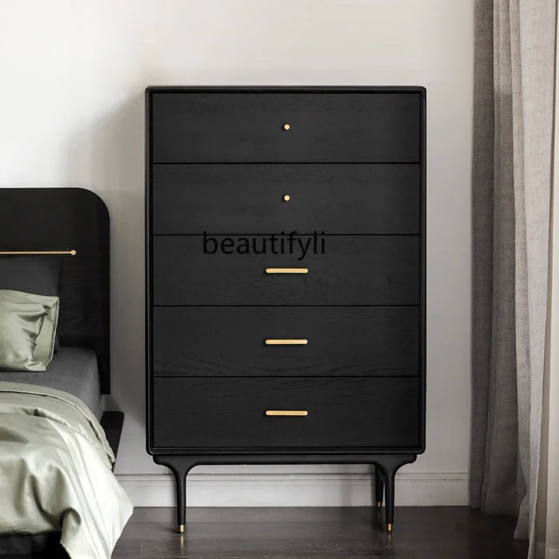 

Nordic Minimalist Retro Style/Solid Wood 5-Drawer Cabinet Modern Oak Side Cabinet Italian Minimalist Locker