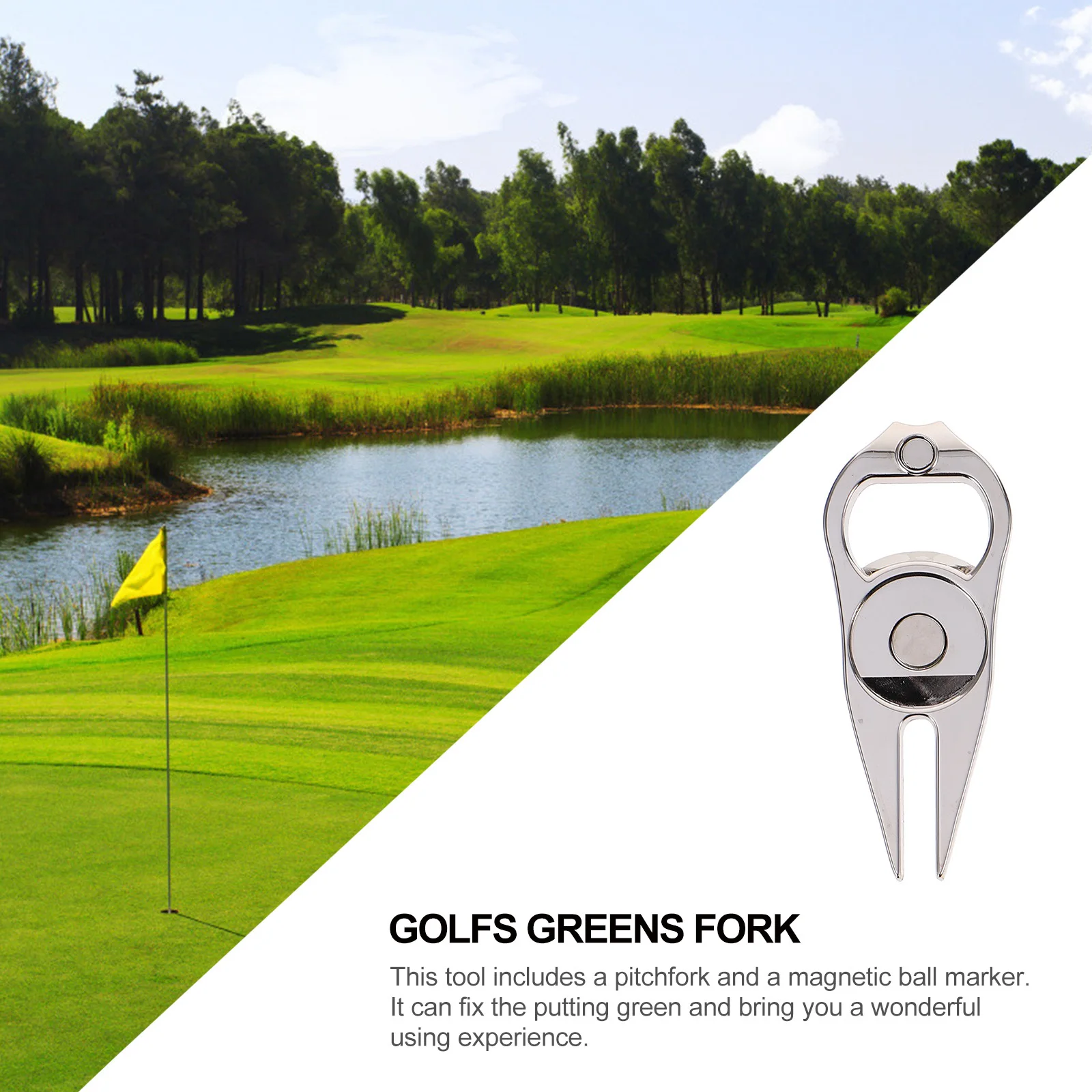 1 قطعة أداة إصلاح ديفت الغولف المعدنية المميزة يجمع بين دليل خط علامة الكرة مقاوم للصدأ تصميم مغناطيس قوي Divot شوكة ل