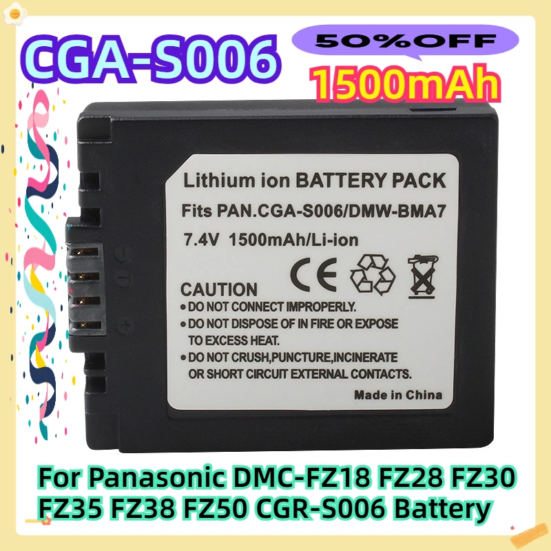 

For Panasonic DMC-FZ18 FZ28 FZ30 FZ35 FZ38 FZ50 CGR-S006 Battery