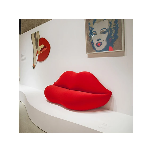 Wholesale home decor Fashion Lips Velvet Living Room Apartment Sofa Kiss shape Sofa Pink Red Lip Shaped Couch Sofa