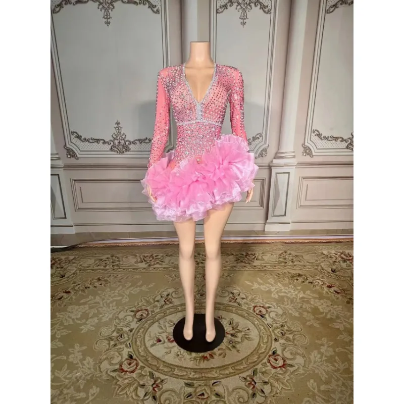 Sexy See Through Dinner Gown Square Collar Crystal Sequin Lady Night Prom Dresses Elegant Women Formal Party Evening Maxi Dress