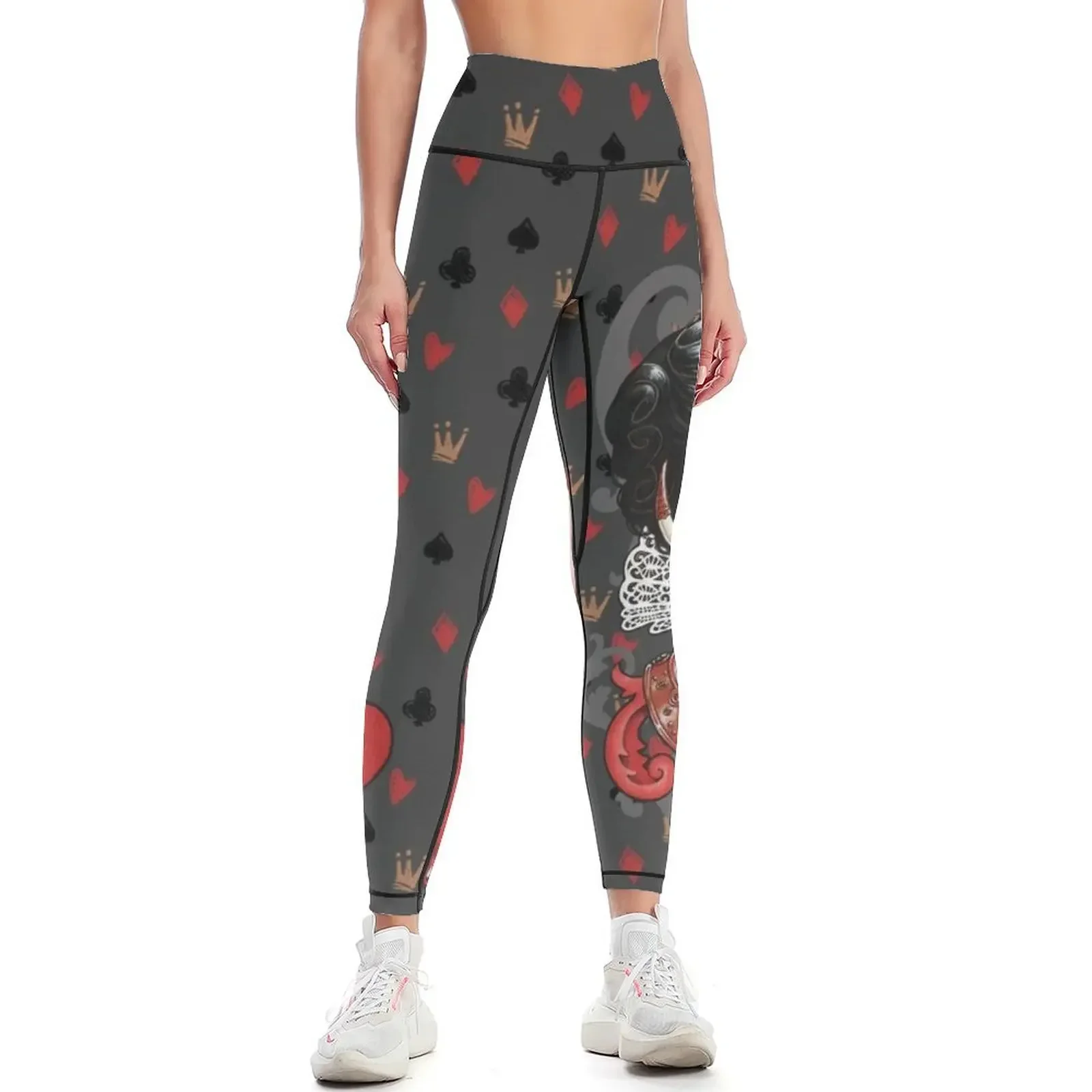 

Queen of Hearts Leggings fitness set gym Clothing fitness flared sports shirts gym Womens Leggings