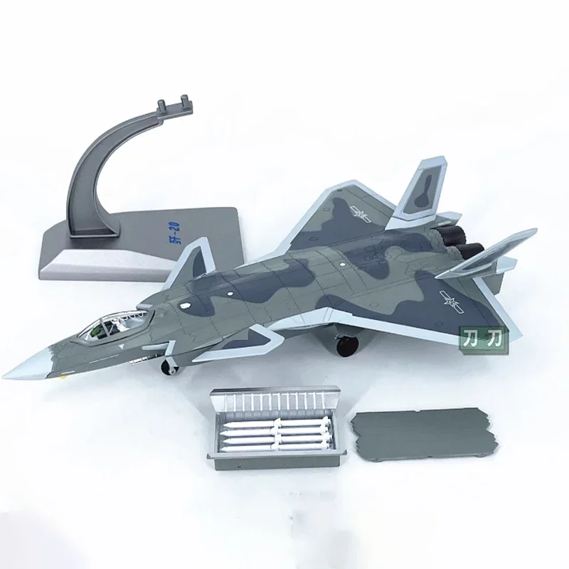 Diecast 1:100 Scale Chinese J-20 fighter stealth aircraft Alloy Finished Model Toy Static Decoration Souvenir Gifts For Adult