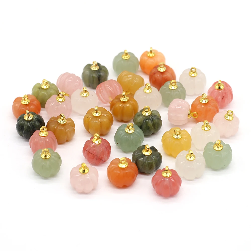 5 teile/los 13x13mm Naturstein Achat Rosenquarz Anhänger Charms Mini Kürbis Charms für Schmuck Machen DIY Halskette Ohrringe – Detail 4