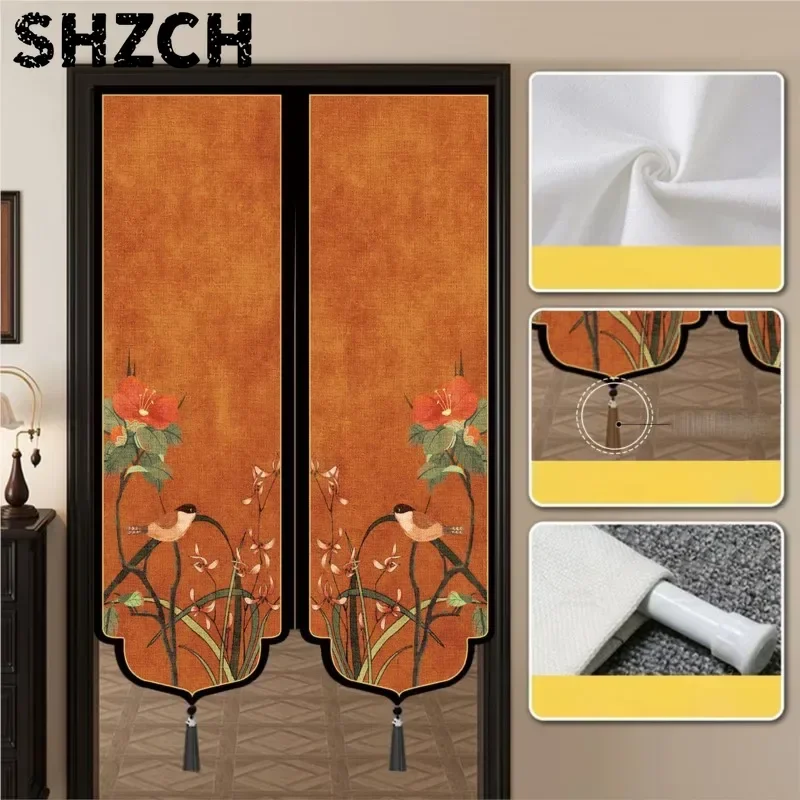 Chinese Style Special-shaped Door Decor Curtain Kitchen Bedroom Household Entrance Door No-drill Blocking Cloth Curtain ZG225
