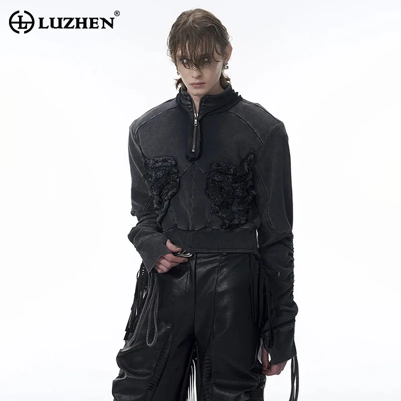 

LUZHEN Patched New Wornout 2025 Patchwork Design Long Spring Sleeve T-shirts Men's Fashion Streetwear Casual Sweatshirt JY5523