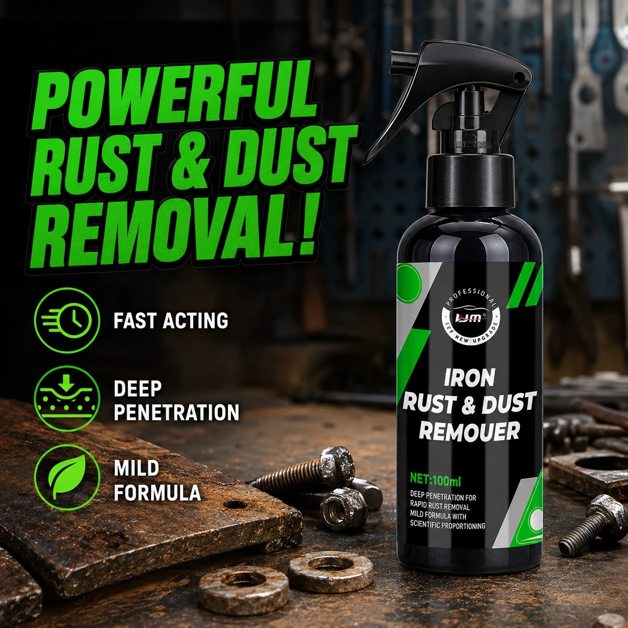 Large Capacity Car Rust Remover & Derusting Spray - Quick-Acting Agent for Auto Wheel Hub & Exhaust Pipe Rust Removal & Care