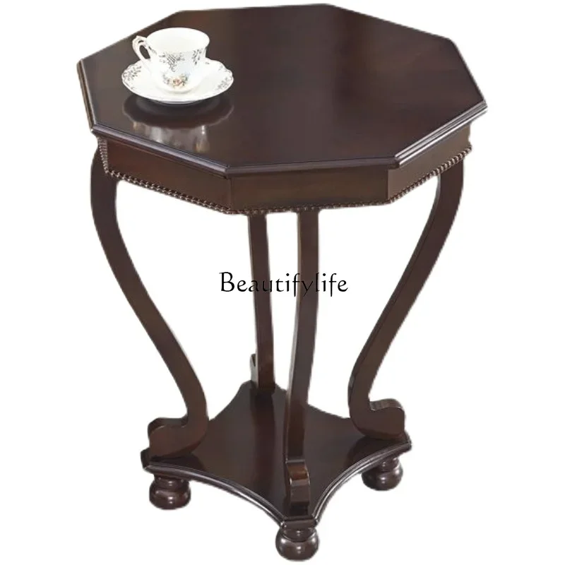 Simple sofa side cabinet small table living room octagonal table solid wood small coffee table