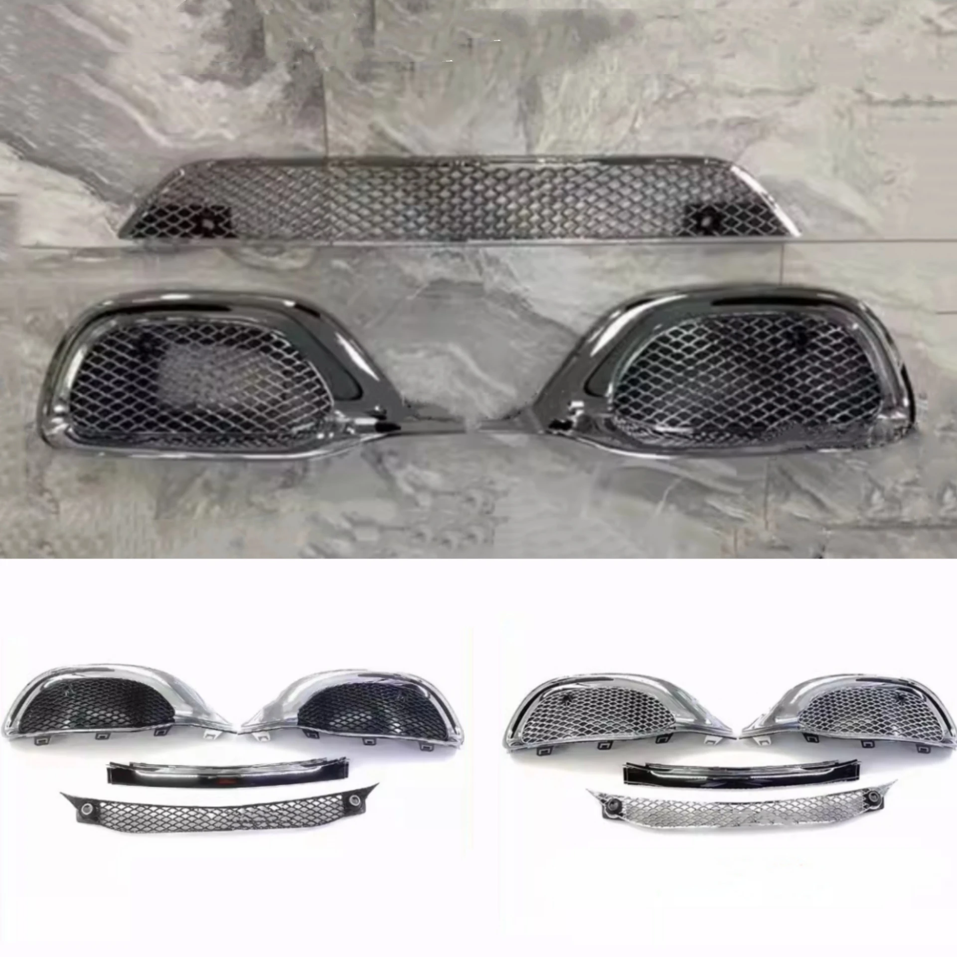 Front Bumper Grill Bright Strip for Mercedes Benz S Class W223 S400 S450 S500 Convert Botton Grille Body Kit Car Accessories