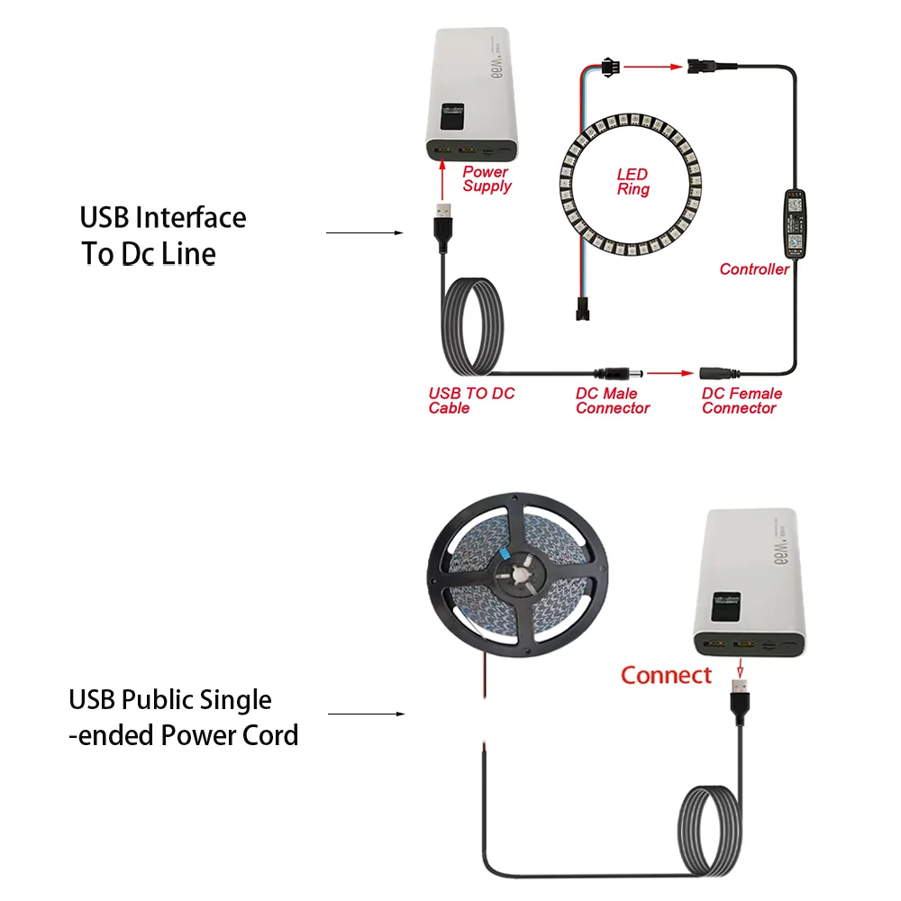 USB Interface To DC Line Power And USB Plug Single-ended Power Cord Are Suitable For Cable Products