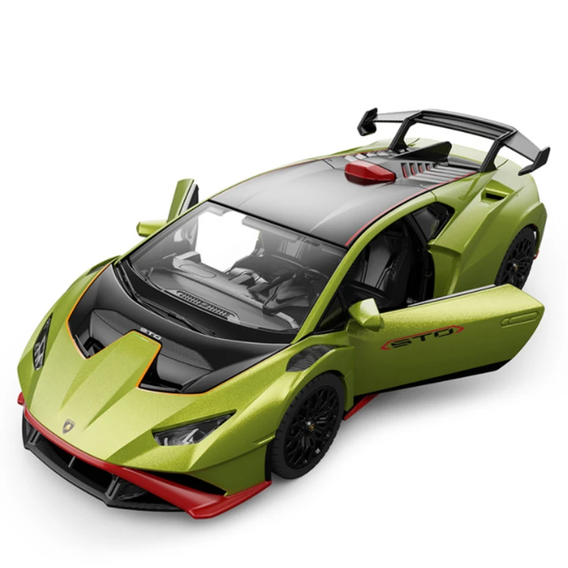 1:32 HURACAN STO Alloy Sports Car Model Diecast Metal Toy Vehicle Car Model High Simulation Sound and Light Collection Kids Gift