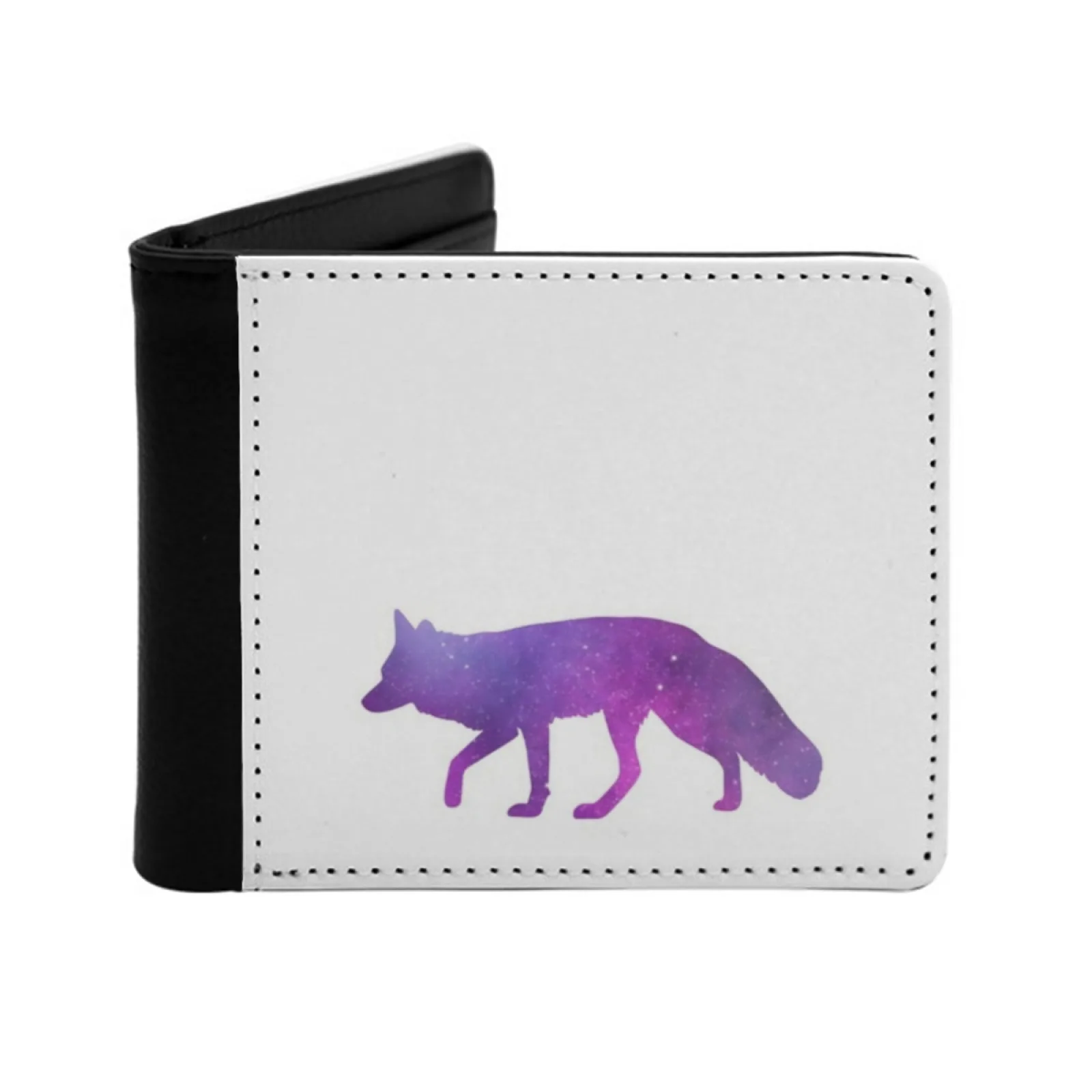 

Galaxy Inside Fox Silhouette Personalized Men's Leather Wallet Card Money Bag Pu Leather Wallet Galaxy Inside Fox Silhouette