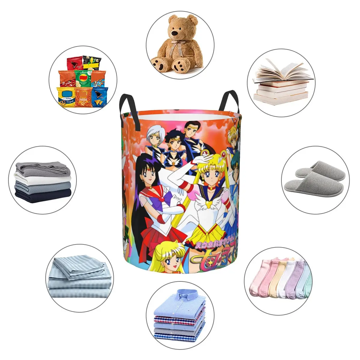 Sailor Chibi Moon Jupiter Laundry Basket Collapsible Mercury Mars Clothes Hamper Storage Bin for Bathroom view 6
