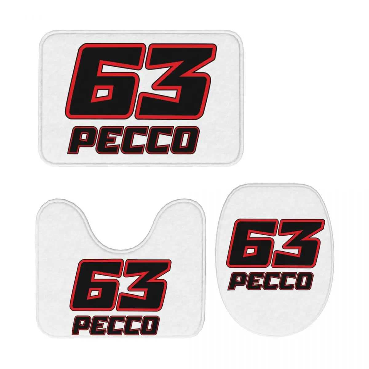 

Pecco Bagnaia 63, 3 шт., коврик для ванной, набор для ванной комнаты, крышка для унитаза, домашний декор, нескользящий ковер, напольный коврик