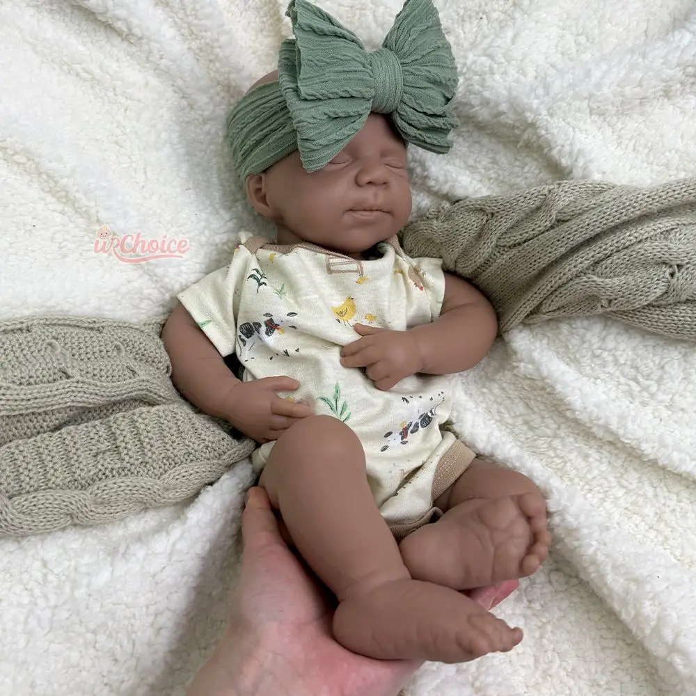 19 بوصة الجلد الداكن غير مطلي السيليكون ولد من جديد طفل فتاة / صبي واقعي يدوي الصنع دمية فارغة سهلة التنظيف للفنان المجمع