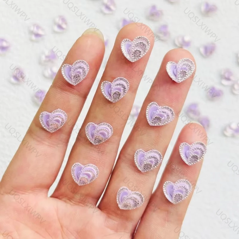 55PCS new cute mini purple petal peach heart resin scrapbook DIY decorative earrings jewelry crafts A150