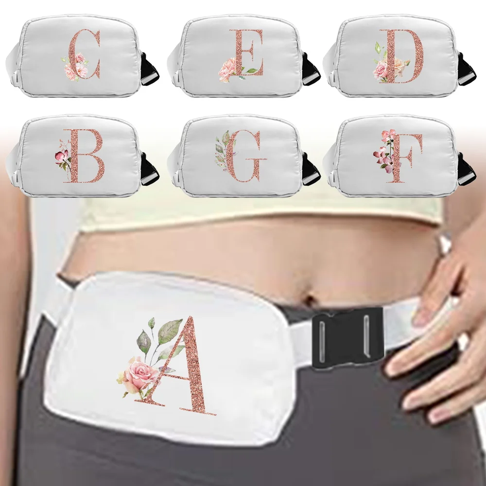 

waist bag Multifunctional Large Capacity with Adjustable Waist Strap Multi Pocket Waist Organizer Rose Gold Printing Series