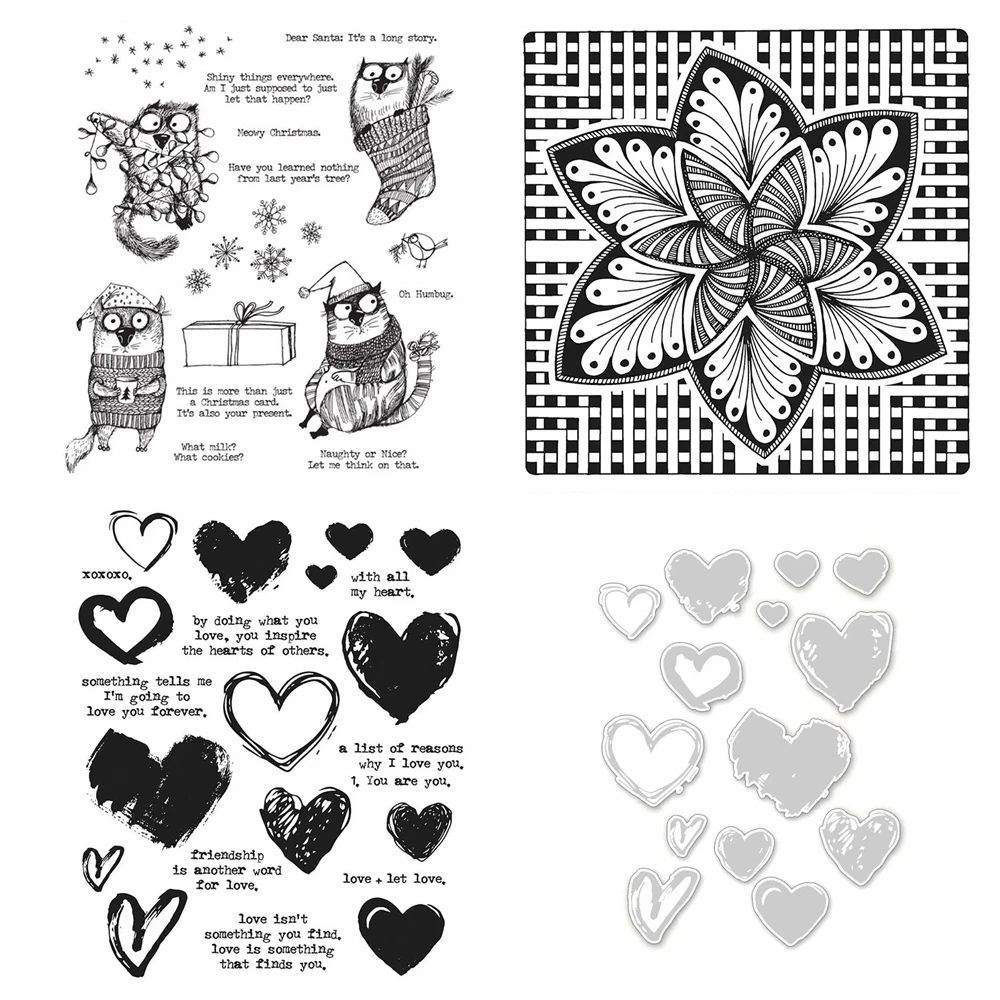 Christmas Cats Clear Stamps Love Notes Transparent Silicone Stamps for DIY Scrapbooking Supplies Embossing Paper Card Album Deco