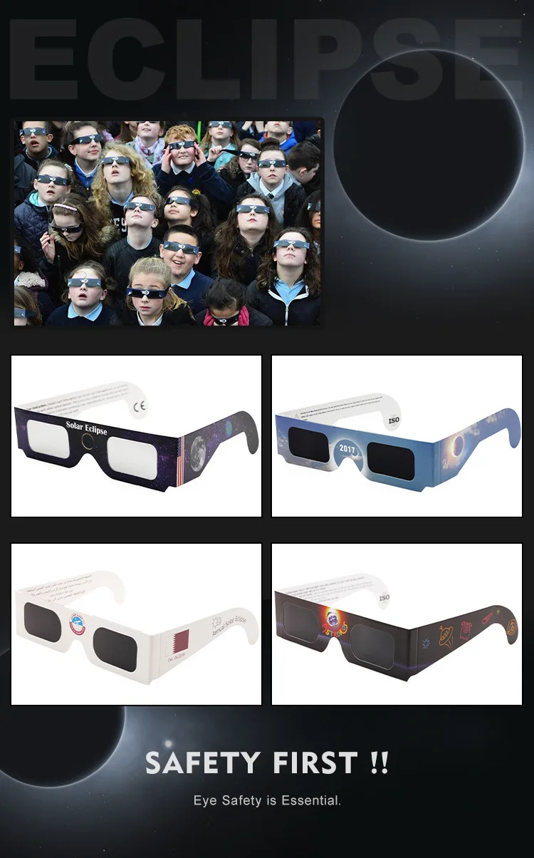 

Paper Solar Eclipse Glasses – Safe Eye Protection for Annular & Total Solar Eclipse Observation