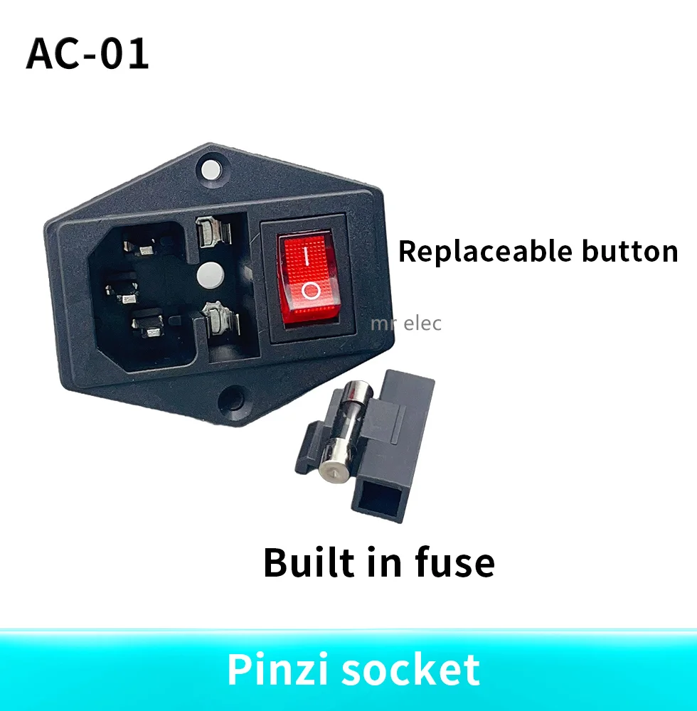 With 10A Fuse! Red yellow Green Blue Black Rocker Switch Fused C14 IEC320 Inlet Power Socket Fuse Switch Connector AS-10