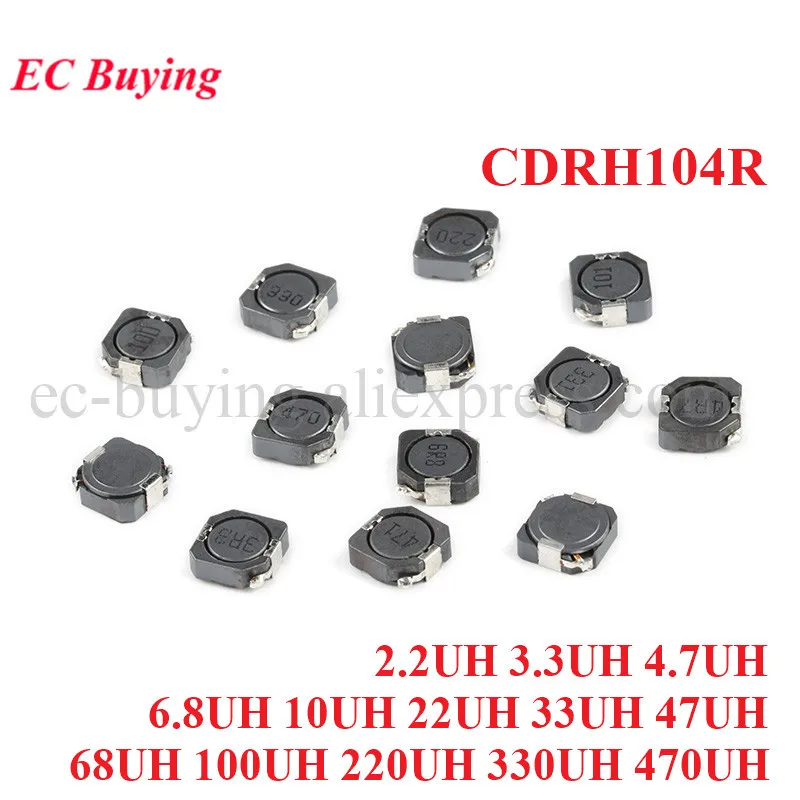 10pcs/lot CDRH104R CD104R SMD Power Inductor 2.2UH 3.3UH 4.7UH 6.8UH 10UH 22UH 33UH 47UH 68UH 100UH 220UH 330UH 470UH Inductance