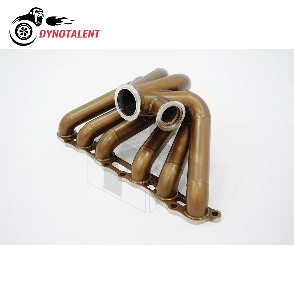 DYN RACING Turbo Manifold  For To yo ta Supra 2JZGE Mk4 Le xus GS300 SS304 3mm Steam Pipe 3.0‘’ V band  Ceramic Coating
