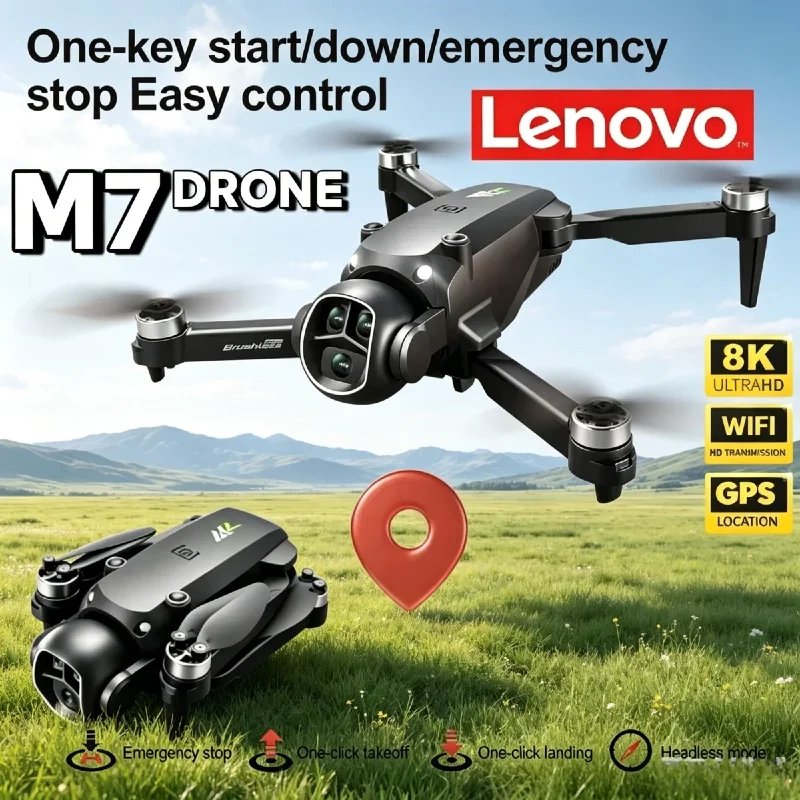 

Lenovo M7 Portable Foldable RC Drone 8K HD Dual Camera WiFi Connection Professional Aerial Shooting Quadcopter Toy