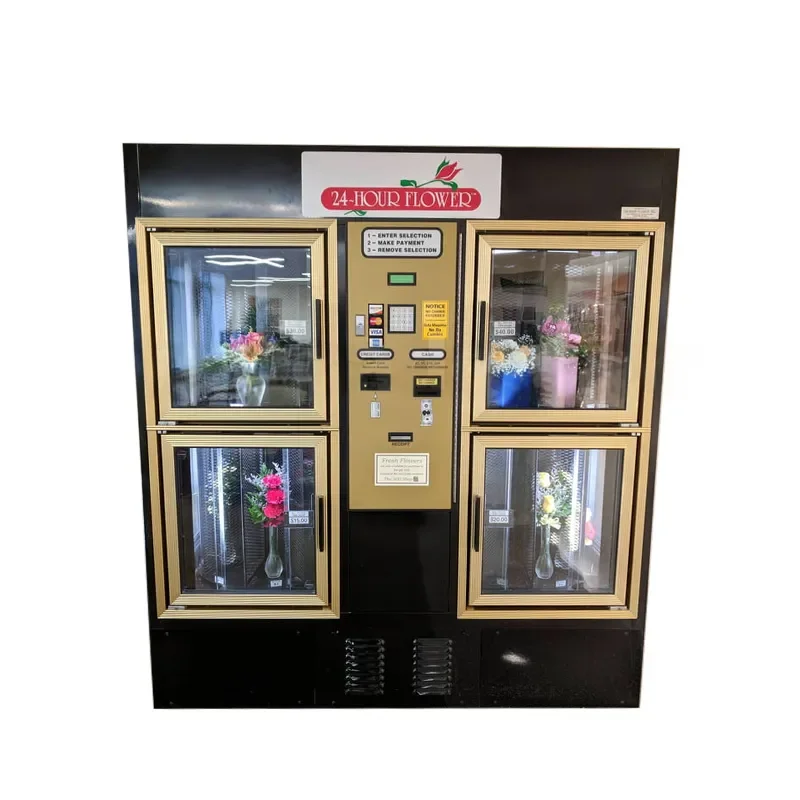 for Hospital Indoor Outdoor Vending Machine Transparent Shelf Display Large Window Selling Bouquet Flowers Vending Machine