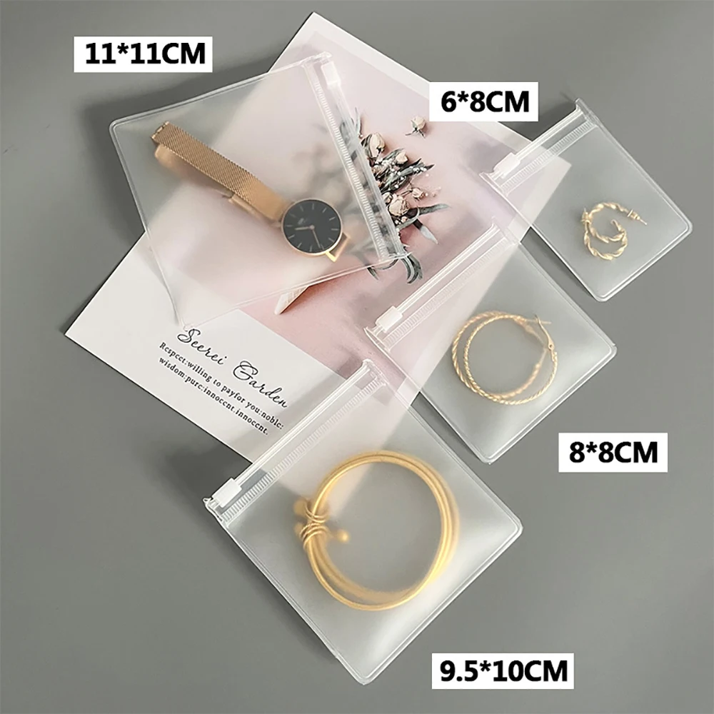 10pcs EVA Jewelry Zipper Bags Plastic Transparent Bag Small PVC Earrings Rings Necklace Travel Storage Jewelry Package Pouch