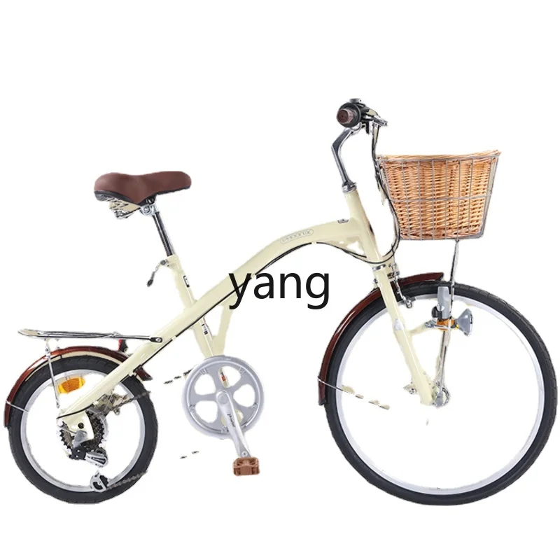 

Yjq Fishing Bicycle Women's Large and Small Wheel Shimano Variable Speed 24-Inch 16-Inch City Retro Bicycle