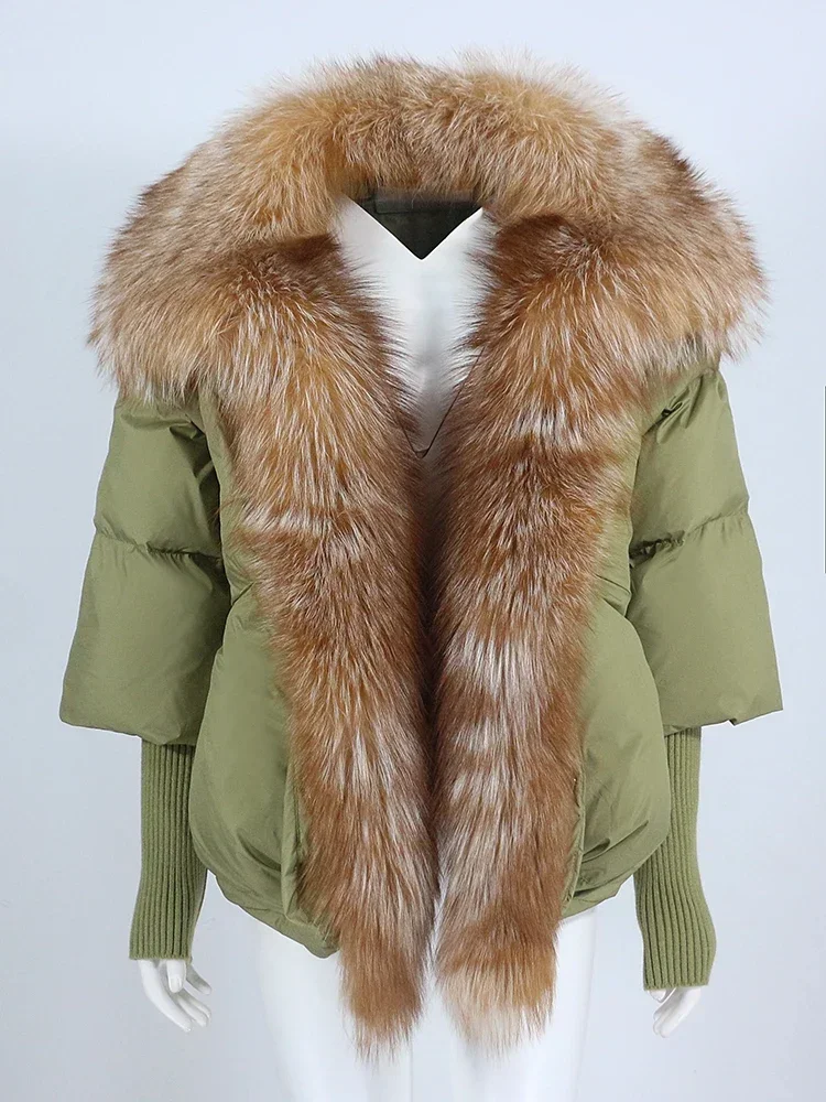 

2025 New Winter Women Warm Loose Coat Thick Luxury Outerwear Fashion Natural Real Fox Fur Collar White Duck Down Jacket