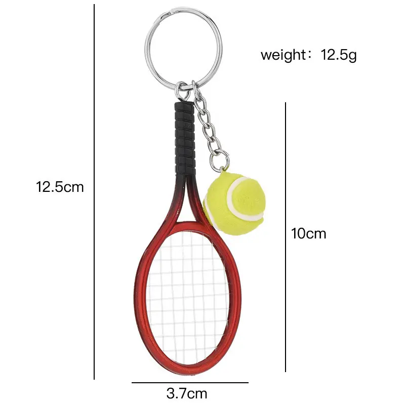 10Pcs Sport Mini Tennis Racket Pendant Keychain Keyring Key Chain Ring Finder Holer Accessories Gifts for Teenager Fan