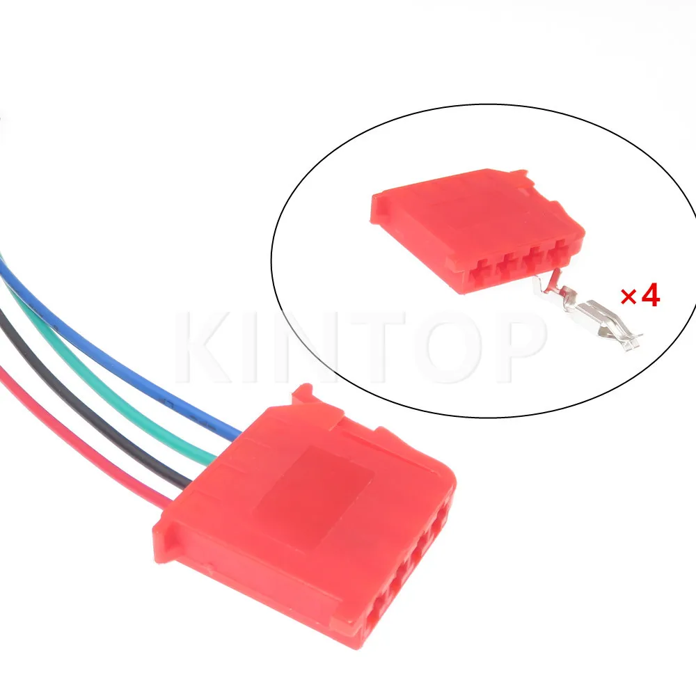 1 Set 4 Pins 2.8mm Automobile Socket Wire Plug AC Assembly Red Housing Connector With Pins Auto Modification Accessories