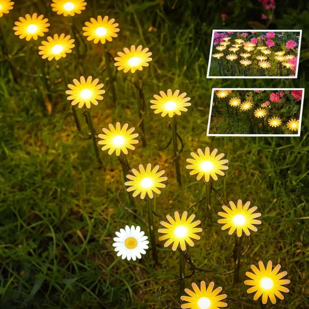 Waterproof Solar Daisy Mushroom Decorative Lights Outdoor LED String Lamp For Villa Garden Patio Landscape Night Decor