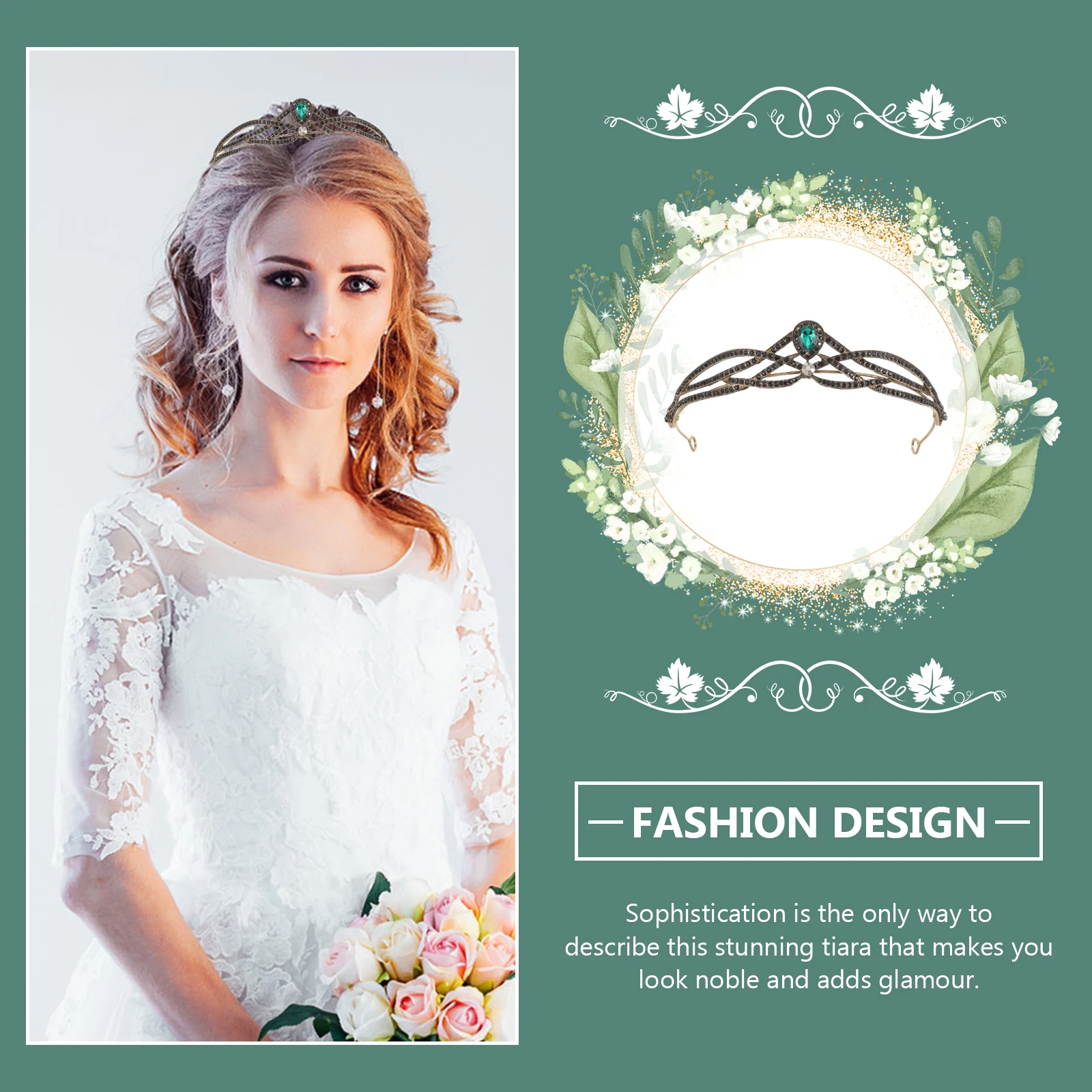 

Retro Baroque Hair Accessories Party Crown Rhinestones Golden Party Wedding Bridal Photoshoot Decor Women Headdress