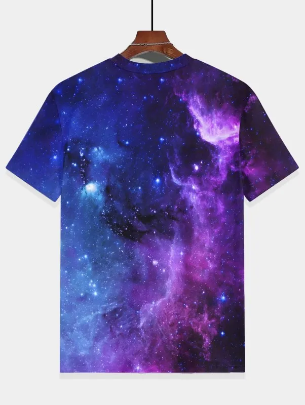 Tops Space Galaxy Purple Ang Blue T-Shirt For Boys Kids Clothes Children\'s Boy\'s Clothing Top Shirts Real Madrid Shirt 2024 Wear