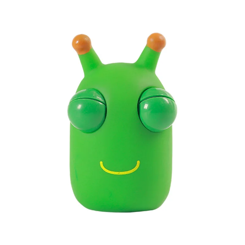 Novelty Eye Popping Worm Squeeze Toy Funny Grass Worm Pinch Toy Squeeze Green Eye Bouncing Worm Toys 3d Grass Worm Boy Toy Gift