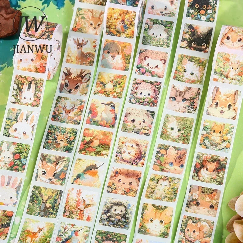 JIANWU 34mm*200cm Flower Small Animals Series Kawaii Cats Material Collage Waste Washi Tape Creative DIY Journal Stationery