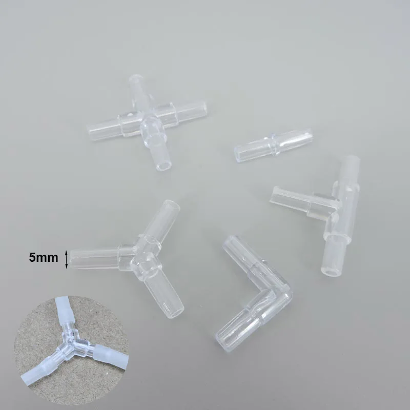 

10x 5mm Transparent Aquarium Fish Tank Water Pipe Fittings Air Pump tube Hose Distributor Splitters Elbow Tee Acrylic M