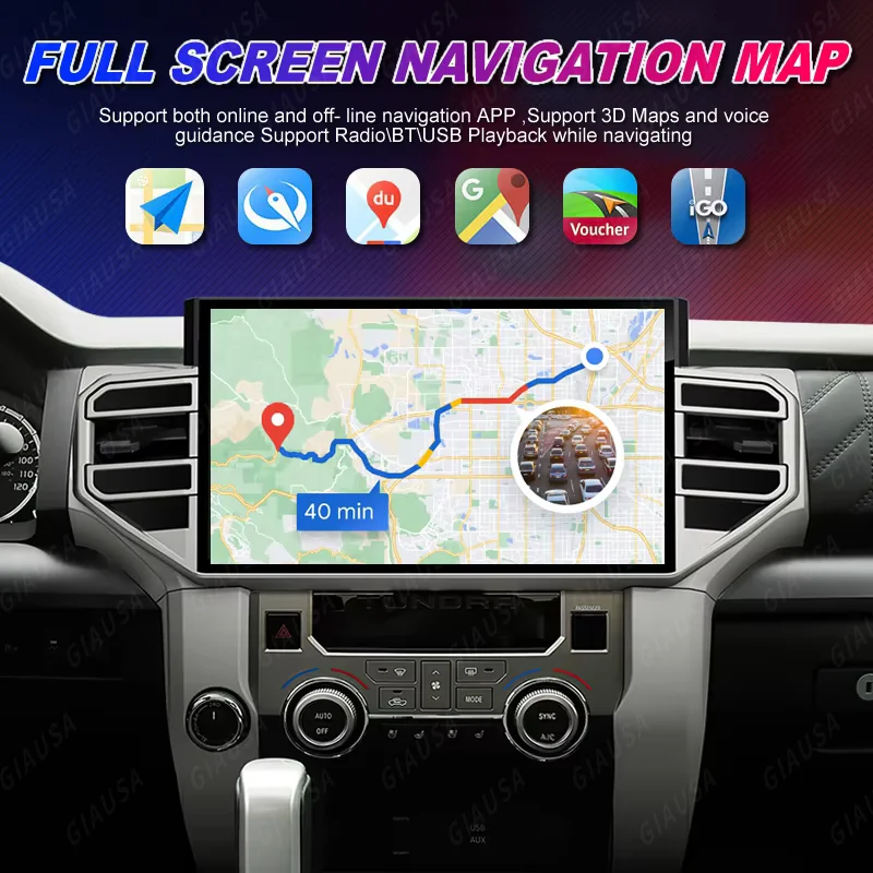 14.6 بوصة أندرويد 13 CarPLay لتويوتا تندرا سيكويا 2014 2015 2016 2017 2018 2019 2020- 2024 سيارة لتحديد المواقع شاشة راديو الوسائط المتعددة