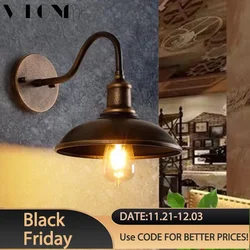 Industry LED Wall Lamp Retro American Style Iron E27 For Courtyard Balcony Staircase Corridor Bedroom Bar Illumination Fixtures