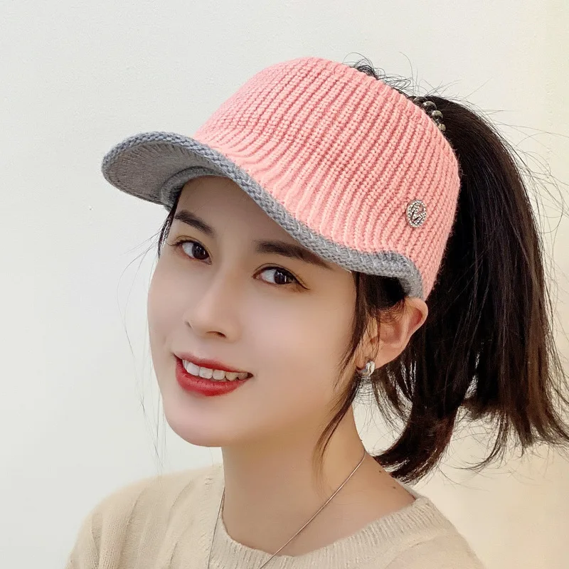 2024 Sport Empty Top Caps Hats for Women Autumn Winter Warm Female Knitted Warm Baseball Cap Fashion Running Visor Golf Sun Hat